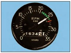 Engine r.p.m. indicated in the tachometer